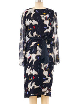 Hanae Mori Abstract Print Silk Chiffon Dress Dress arcadeshops.com