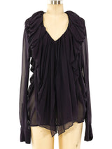 Plein Sud Chiffon Ruffle Blouse Top arcadeshops.com