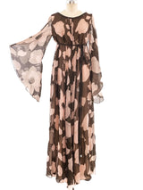 Floral Printed Angel Sleeve Dress Dress arcadeshops.com