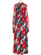 Scott Barrie Floral Printed Gown Dress arcadeshops.com