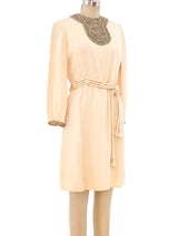 Jeweled Bib Belted Jersey Dress Dress arcadeshops.com