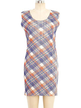 Issey Miyake Plaid Plisse Pleated Mini Dress Dress arcadeshops.com