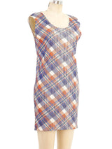 Issey Miyake Plaid Plisse Pleated Mini Dress Dress arcadeshops.com