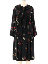 Cacharel Dark Floral Silk Skirt Ensemble Suit arcadeshops.com