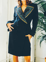 Fabrice Beaded Lapel Coat Dress Dress arcadeshops.com