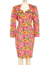 Fruit Embellished Pleated Satin Dress Ensemble arcadeshops.com