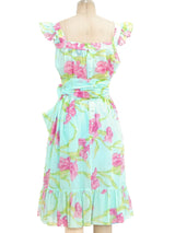 Thierry Mugler Floral Cotton Gauze Ruffle Dress Dress arcadeshops.com
