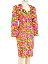 Fruit Embellished Pleated Satin Dress Ensemble arcadeshops.com