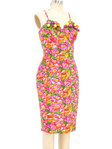 Fruit Embellished Pleated Satin Dress Ensemble arcadeshops.com