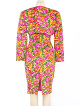 Fruit Embellished Pleated Satin Dress Ensemble arcadeshops.com