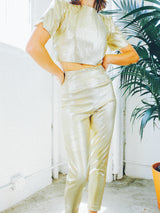 1960's Metallic Gold Cigarette Pant Ensemble Suit arcadeshops.com
