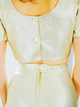 1960's Metallic Gold Cigarette Pant Ensemble Suit arcadeshops.com