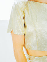 1960's Metallic Gold Cigarette Pant Ensemble Suit arcadeshops.com