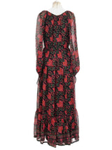 Treacy Lowe Block Printed Silk Chiffon Ruffle Dress Dress arcadeshops.com
