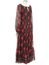Treacy Lowe Block Printed Silk Chiffon Ruffle Dress Dress arcadeshops.com