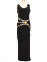 Embellished Bondage Inspired Bodycon Maxi Dress Dress arcadeshops.com