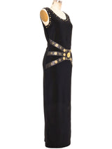 Embellished Bondage Inspired Bodycon Maxi Dress Dress arcadeshops.com