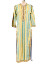 Turquoise and Gold Brocade Moroccan Caftan Dress arcadeshops.com