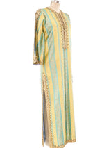 Turquoise and Gold Brocade Moroccan Caftan Dress arcadeshops.com