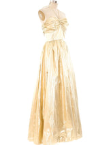 Gold Lame Halter Gown Dress arcadeshops.com