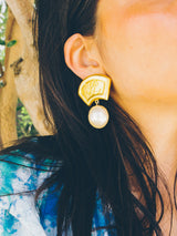 Karl Lagerfeld Faux Pearl Logo Earrings Accessory arcadeshops.com