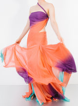 Gianni Versace Ombre Chiffon One Shoulder Gown Dress arcadeshops.com