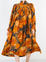 Autumnal Floral Silk Dress Dress arcadeshops.com
