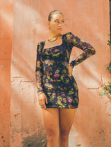 Jean Paul Gaultier Floral Printed Mesh Mini Dress arcadeshops.com