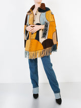 Patchwork Suede Fringed Poncho Jacket arcadeshops.com