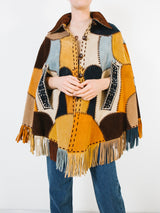 Patchwork Suede Fringed Poncho Jacket arcadeshops.com