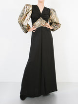 Leonard Paris Brocade Puff Sleeve Gown Dress arcadeshops.com