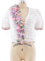 Ribbon Knit Short Sleeve Cardigan Top arcadeshops.com