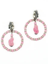 Pink Beaded Hoop Earrings Jewelry arcadeshops.com