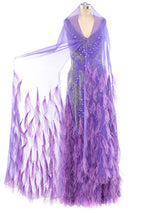 Rubin Panis Feathered Chiffon Tank Gown Dress arcadeshops.com