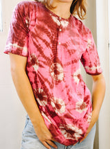 1970's Pink Tie Dye Henley T-shirt arcadeshops.com