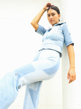 Patchwork Trompe L'Oeil Denim Ensemble Suit arcadeshops.com