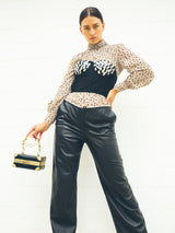 Chanel Pearl Trimmed Leather Trousers Bottom arcadeshops.com