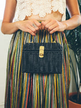 Black Top Handle Basket Bag Accessory arcadeshops.com