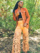 Peach Lace Crochet Pants Bottom arcadeshops.com