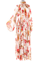 Bill Blass Scarf Collar Printed Maxi Dress Dress arcadeshops.com