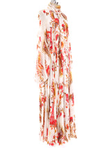 Bill Blass Scarf Collar Printed Maxi Dress Dress arcadeshops.com