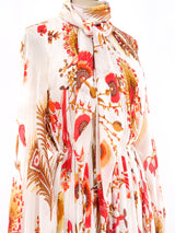 Bill Blass Scarf Collar Printed Maxi Dress Dress arcadeshops.com
