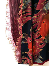 Jeanne Marc Ruffle Sleeve Palm Print Top Top arcadeshops.com