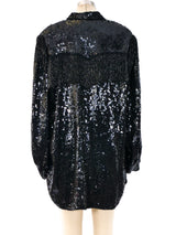 Bead Fringed Oversized Sequin Shirt Top arcadeshops.com