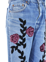 Sequin Rose Embellished Levis Bottom arcadeshops.com