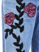 Sequin Rose Embellished Levis Bottom arcadeshops.com