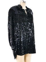Bead Fringed Oversized Sequin Shirt Top arcadeshops.com