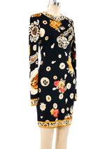 Leonard Paris Gold Floral Jersey Dress Dress arcadeshops.com