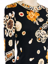 Leonard Paris Gold Floral Jersey Dress Dress arcadeshops.com
