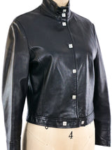 Versace Cropped Leather Jacket Jacket arcadeshops.com